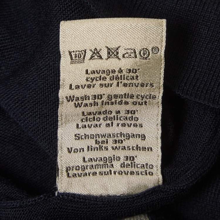 Pre Owned Hermes Navy Blue Patterned Cashmere and Wool Sweater L