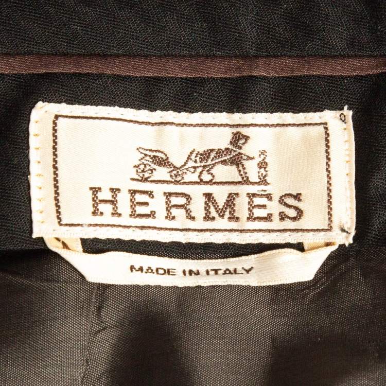 Pre Owned Hermes Black Wool Formal Trousers M