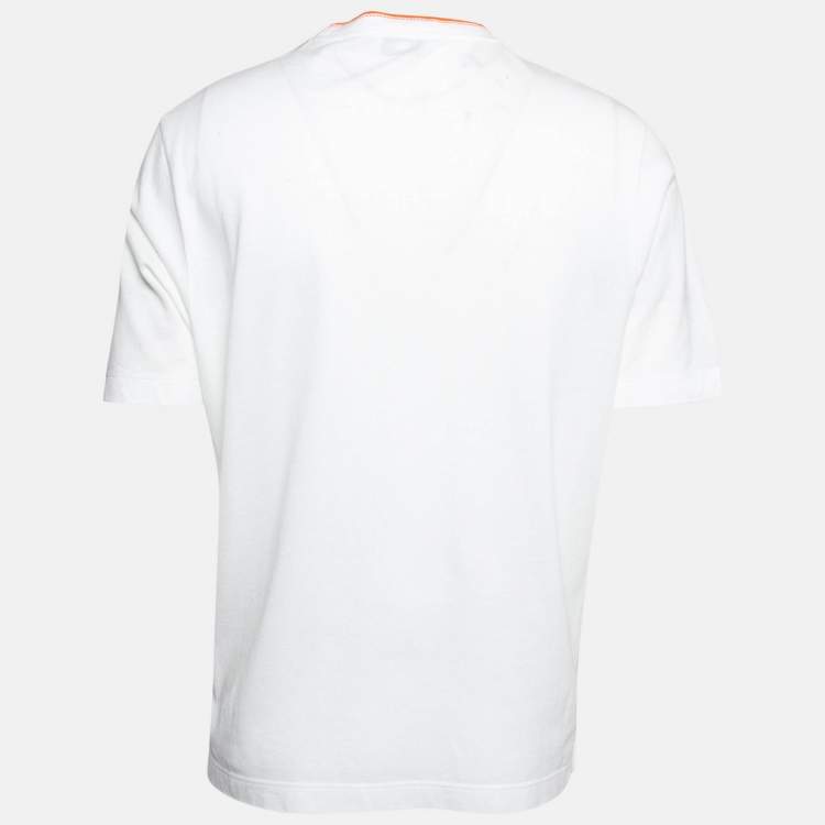 Pre Owned Hermès White Cotton Pique Crew Neck T-Shirt L