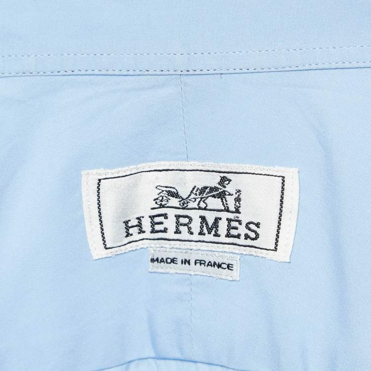 Pre Owned Hermès Blue Cotton Buttoned Up Shirt 4XL