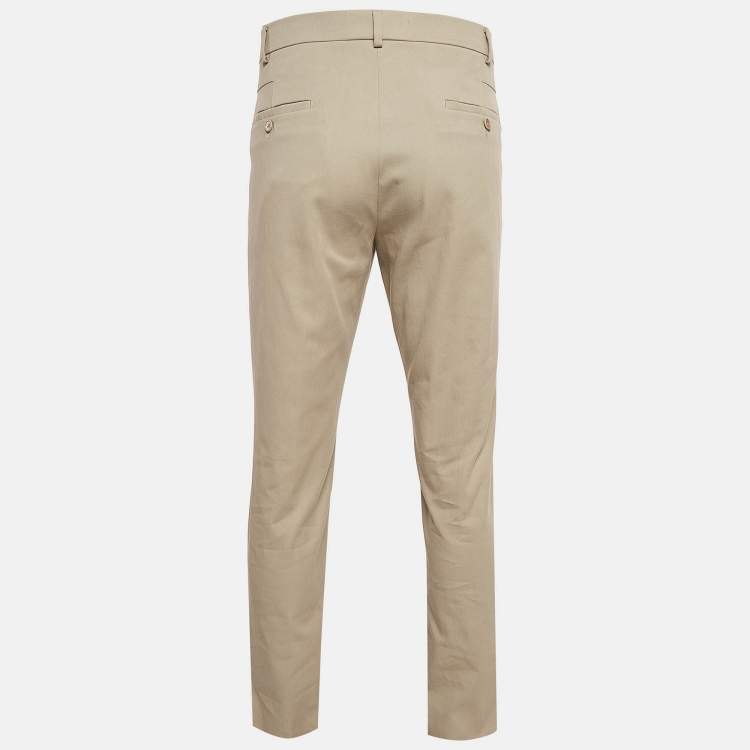 Pre Owned Hermes Beige Cotton Deperlant Decoupe Drill de Trousers L