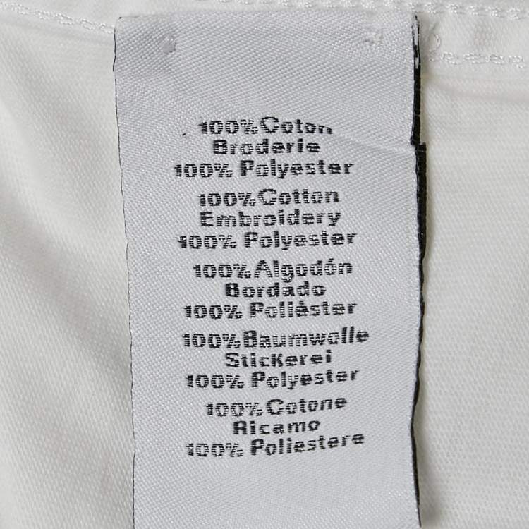 Pre Owned Hermes White  Embroidered Cotton Crew Neck T-Shirt L