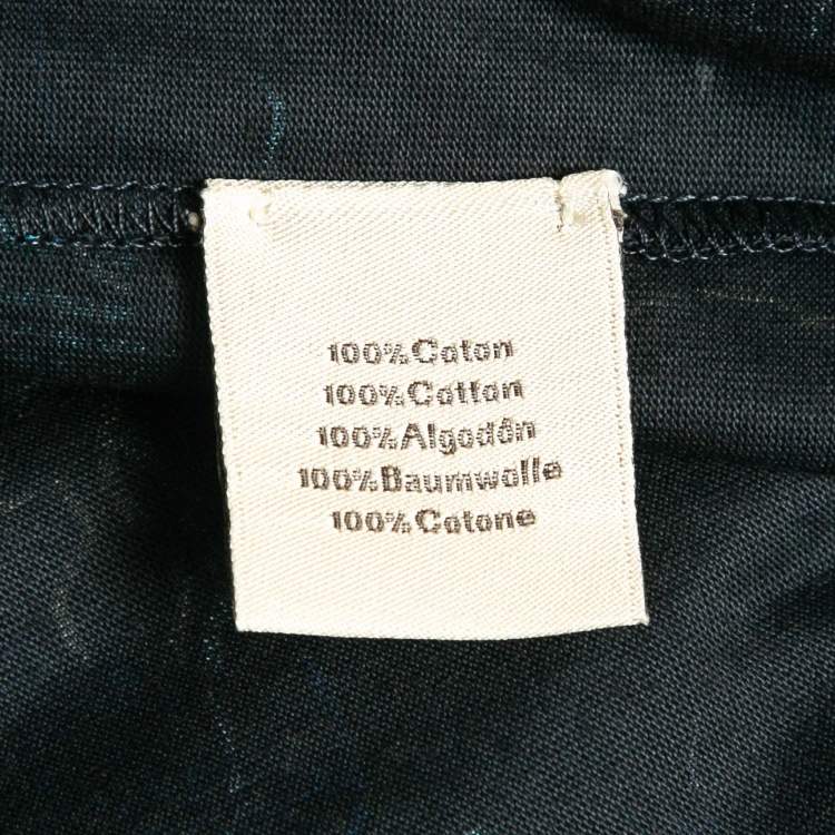 Pre Owned Hermes Navy Blue Printed Cotton Jersey T-Shirt S