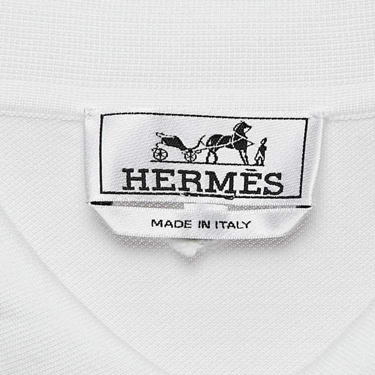 Pre Owned Hermes White Pique Cotton Polo T-Shirt XXXL