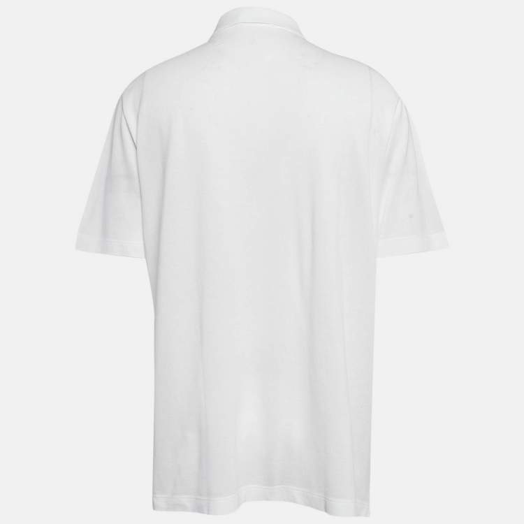 Pre Owned Hermes White Pique Cotton Polo T-Shirt XXXL