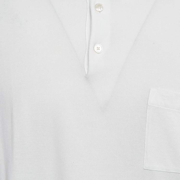 Pre Owned Hermes White Pique Cotton Polo T-Shirt XXXL