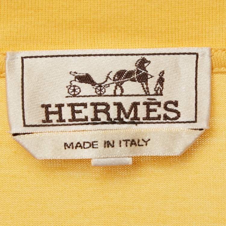 Pre Owned Hermes Yellow 3D H Embroidered Jersey Crew Neck T-Shirt L
