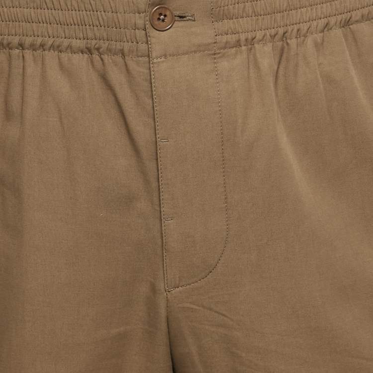 Pre Owned Hermes Brown Cotton Drawstring Straight Leg Pants M