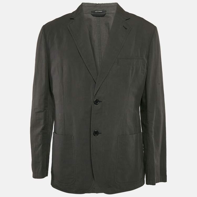 Pre Owned Hermès Green Cotton Blend Single Breasted Jacket XL