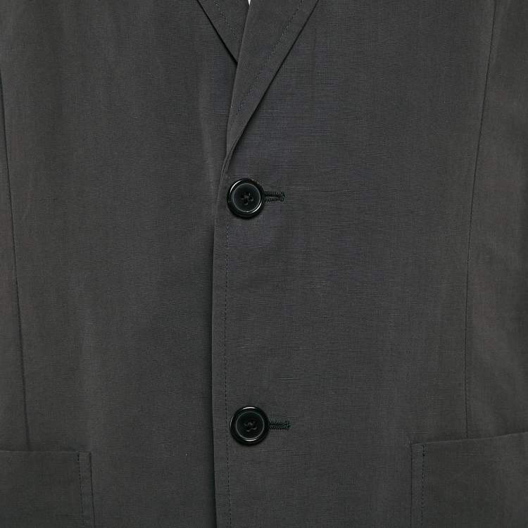 Pre Owned Hermès Green Cotton Blend Single Breasted Jacket XL