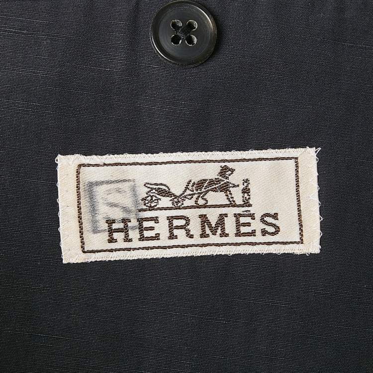 Pre Owned Hermes Dark Blue Cotton Blend Single Breasted Blazer XL