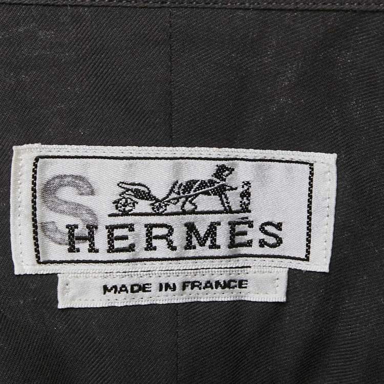 Pre Owned Hermes Grey Cotton Button Front Shirt XXL 