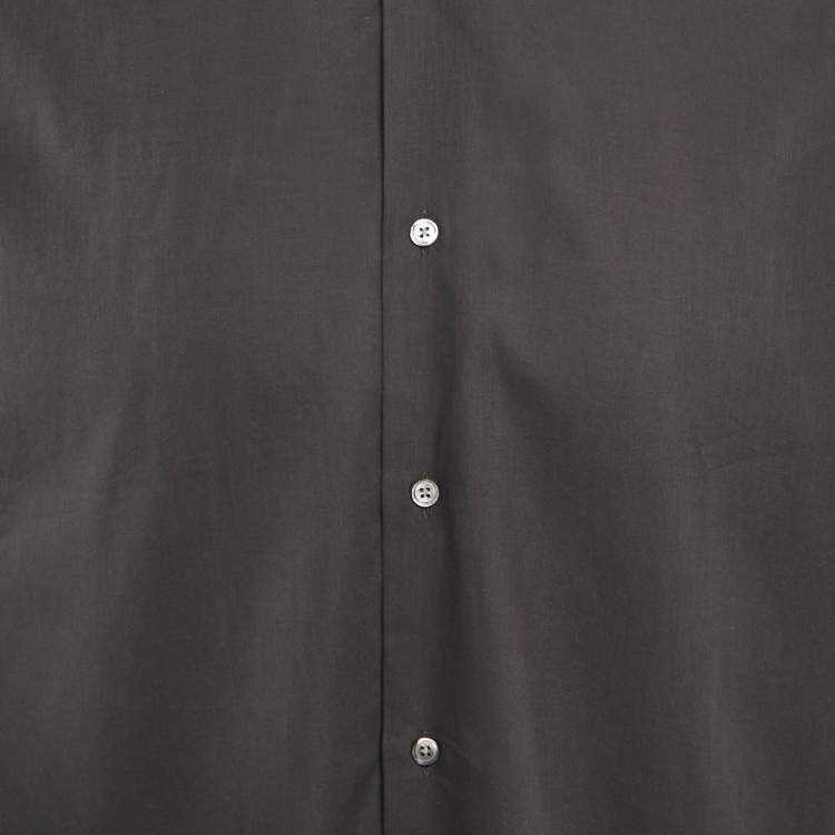 Pre Owned Hermes Grey Cotton Button Front Shirt XXL 