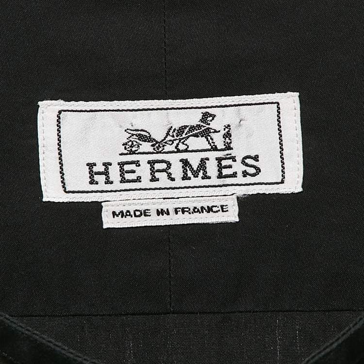 Pre Owned Hermes Black Cotton Button Front Shirt M
