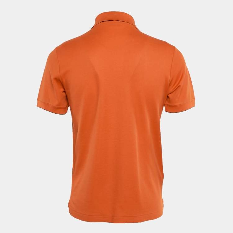 Pre Owned Hermes Orange Cotton Blend Polo T-Shirt M