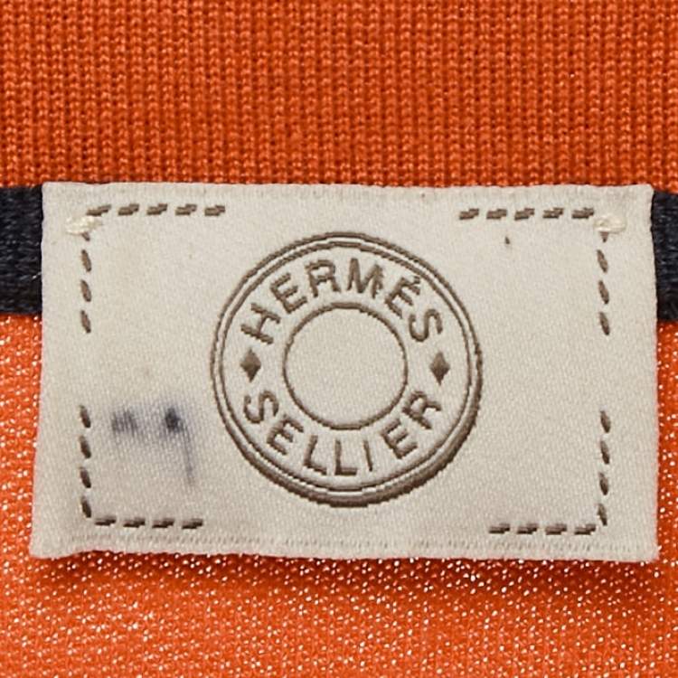 Pre Owned Hermes Orange Cotton Blend Polo T-Shirt M