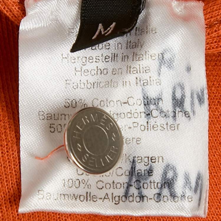Pre Owned Hermes Orange Cotton Blend Polo T-Shirt M
