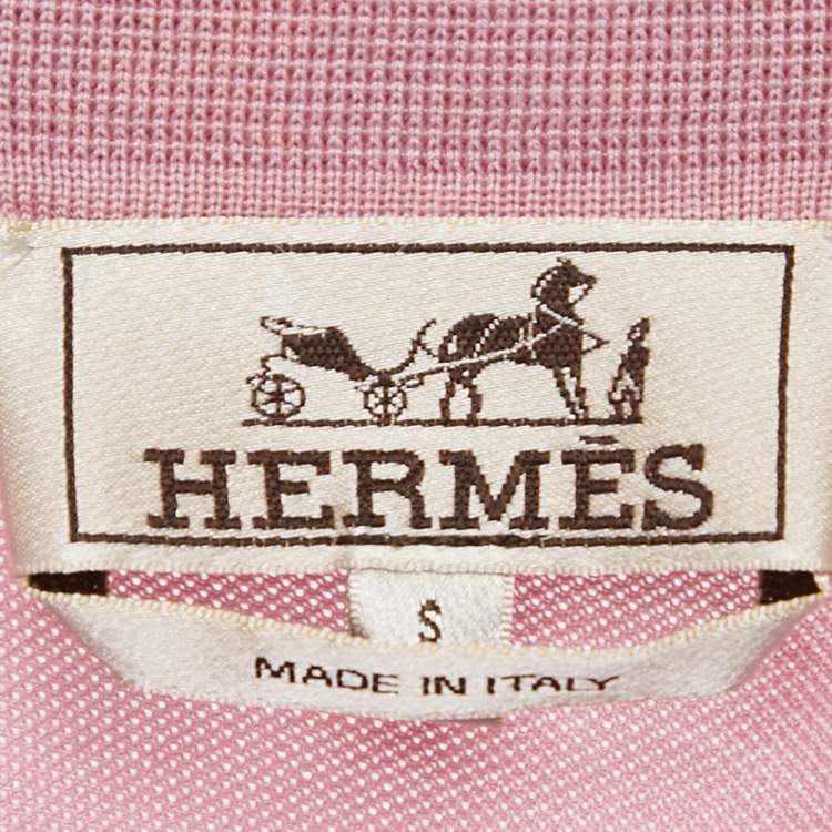 Pre Owned Hermes Pink H Embroidered Cotton Pique Polo T-Shirt S