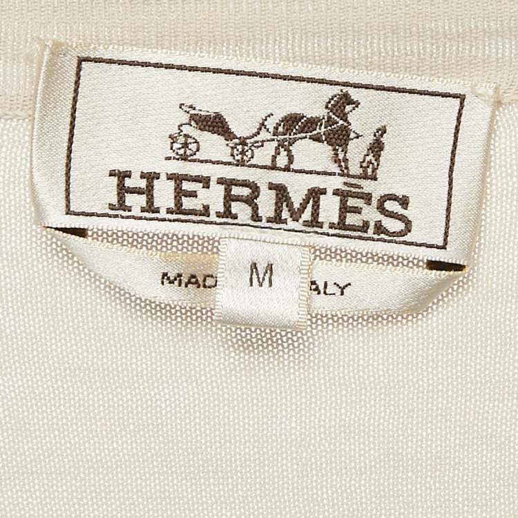 Pre Owned Hermes Grey Cotton Knit Crew Neck Sweatshirt M