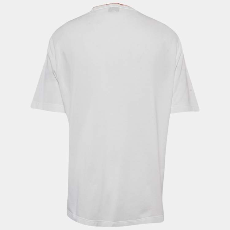 Pre Owned Hermès White Cotton Piqures Sellier T-Shirt XXL