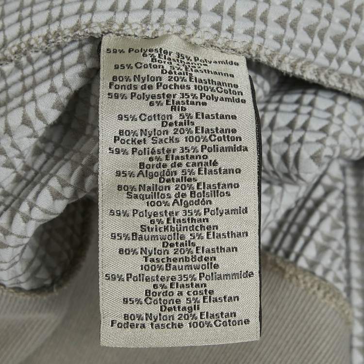 Pre Owned Hermes Grey Textured Nylon Zip-Up Hoodie S