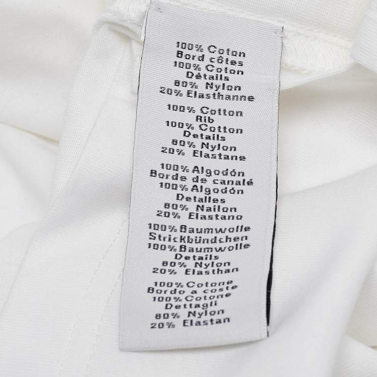 Pre Owned Hermes White Print Cotton Half Sleeve T-Shirt M