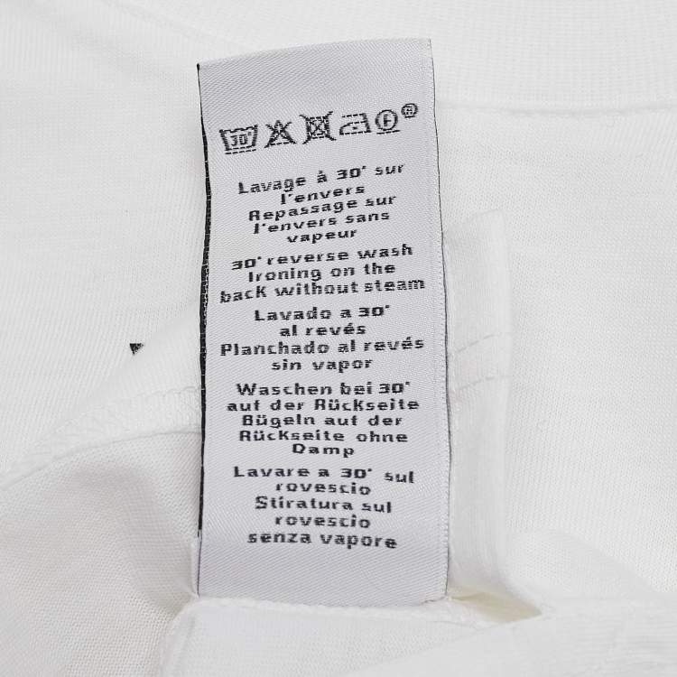 Pre Owned Hermes White Print Cotton Half Sleeve T-Shirt M