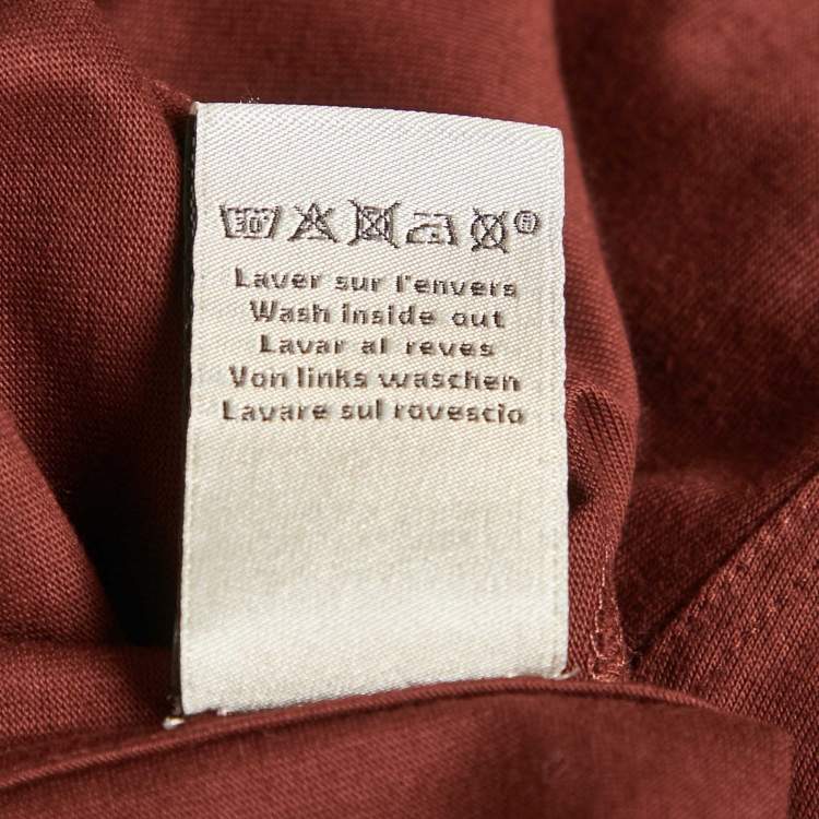 Pre Owned Hermes Brown Geometric Embroidered Jersey T-Shirt L