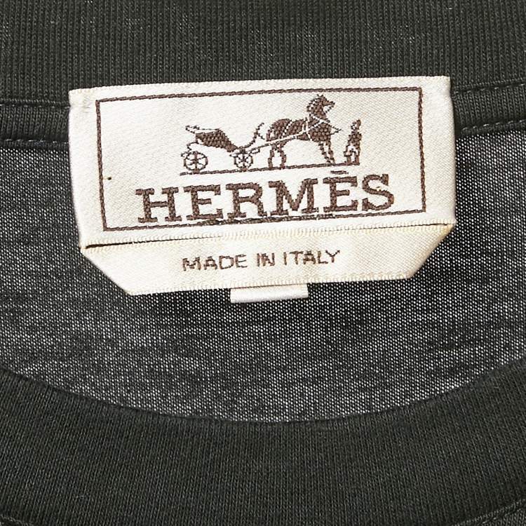 Pre Owned Hermes Black 3D H Embroidered Jersey Crew Neck T-Shirt XL
