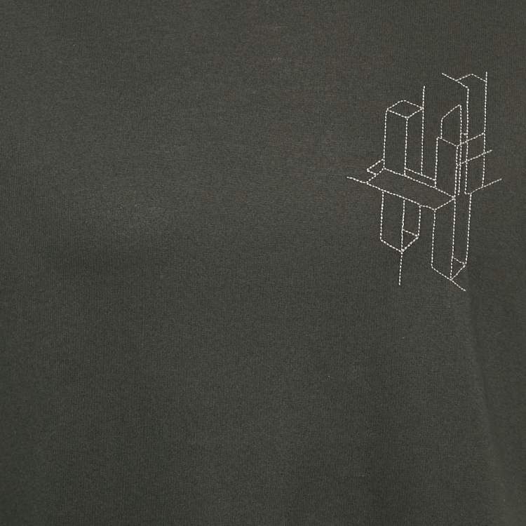 Pre Owned Hermes Black 3D H Embroidered Jersey Crew Neck T-Shirt XL