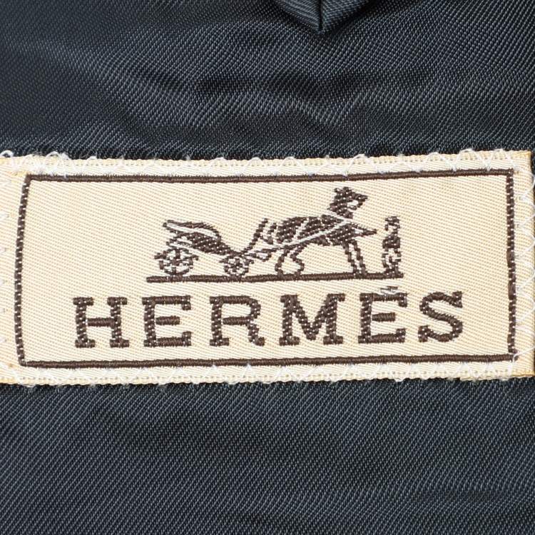 Pre Owned Hermes Navy Blue Wool Single Breasted Blazer & Straight Leg Pant Set L