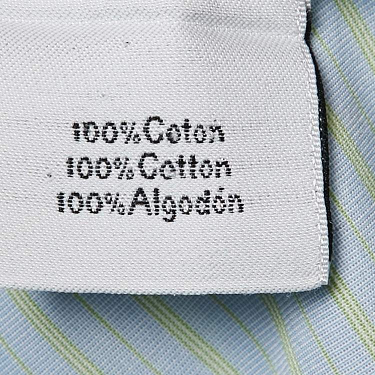 Pre Owned Hermès Blue Stripe Cotton Button Front Long Sleeve Shirt M