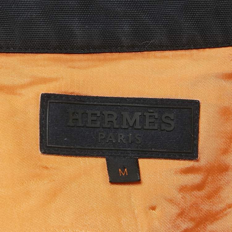Pre Owned Hermes Black Nylon Zip-Up Jacket M