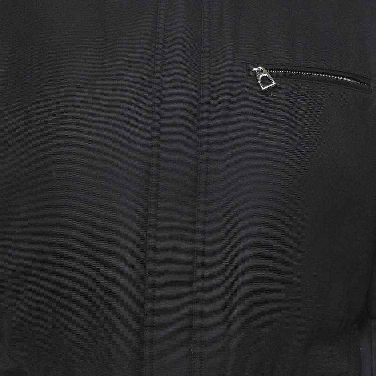 Pre Owned Hermes Black Nylon Zip-Up Jacket M