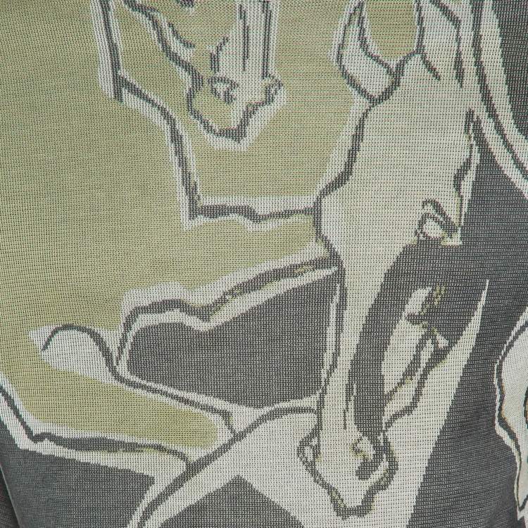 Pre Owned Hermès Green/Grey Horse Print Cotton Crew Neck T-Shirt S