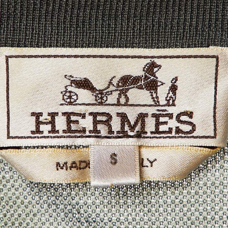 Pre Owned Hermès Green/Grey Horse Print Cotton Crew Neck T-Shirt S