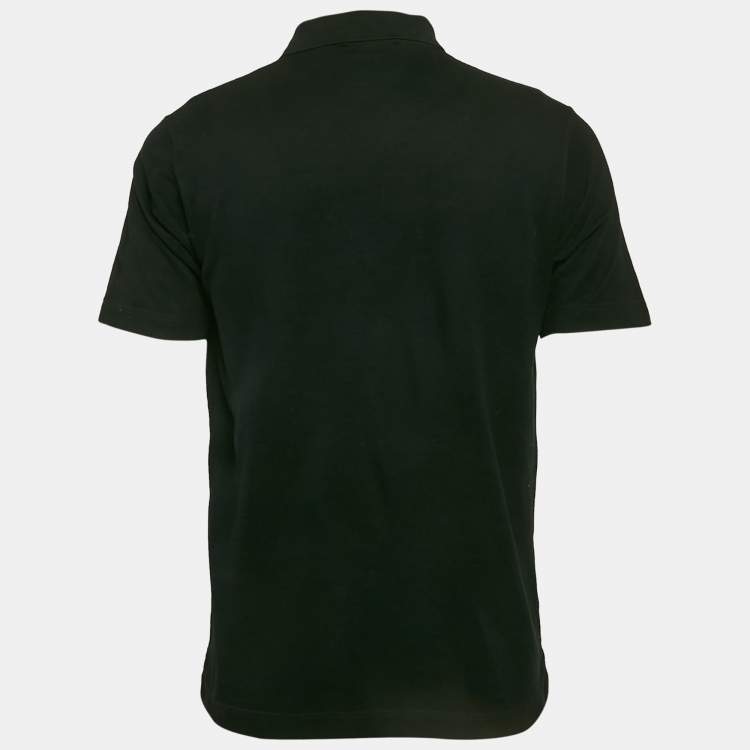 Pre Owned Hermes Black Cotton Logo Pocket Detail Polo T-Shirt M