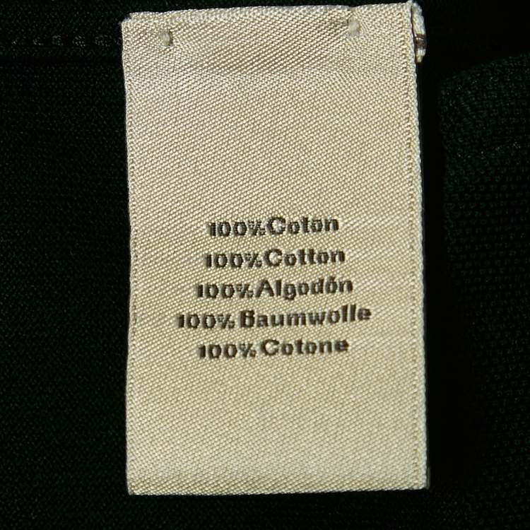 Pre Owned Hermes Black Cotton Logo Pocket Detail Polo T-Shirt M