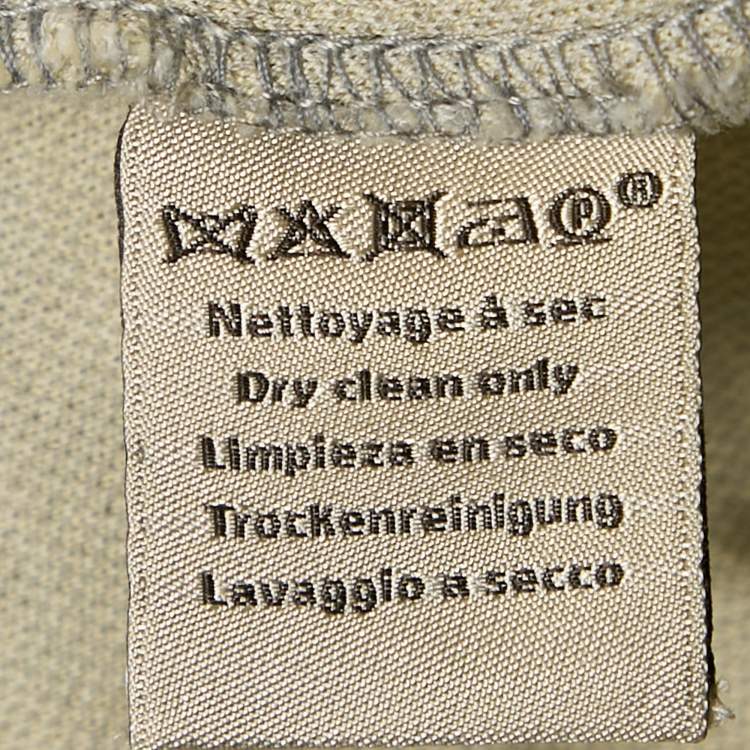 Pre Owned Hermes Grey Intarsia Knit Round Neck Short Sleeve L