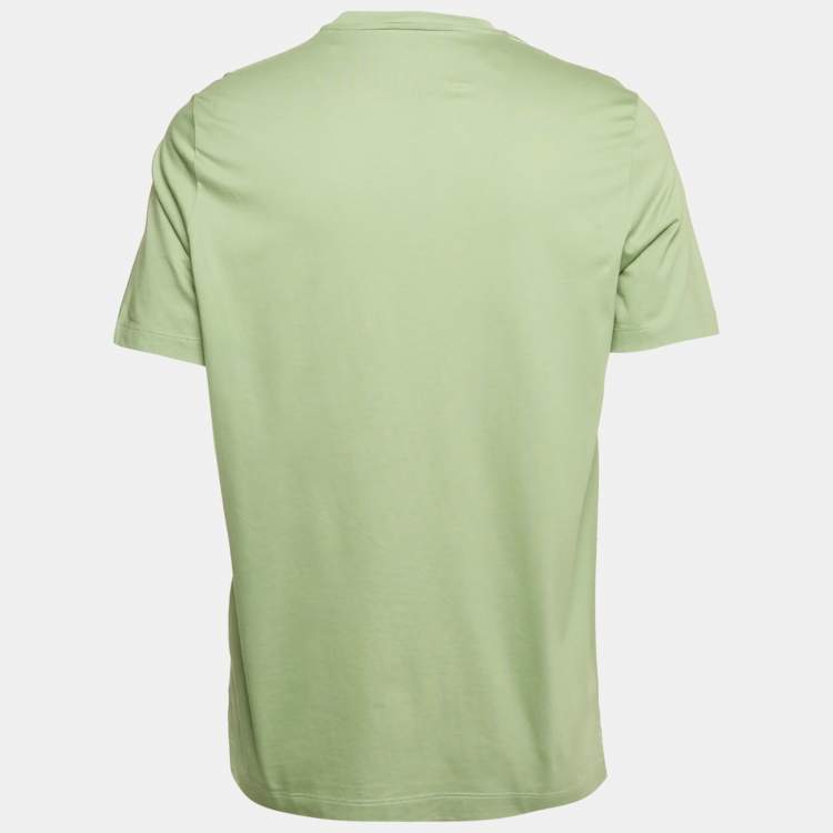 Pre Owned Hermes Green Print Cotton Crew Neck Half Sleeve Quarterb'H" T-Shirt L
