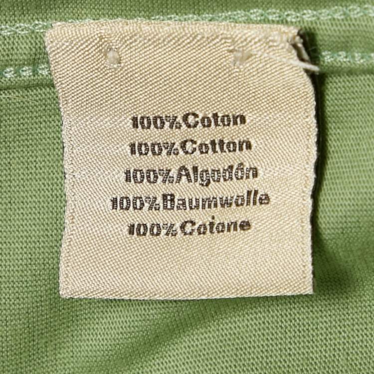 Pre Owned Hermes Green Print Cotton Crew Neck Half Sleeve Quarterb'H" T-Shirt L