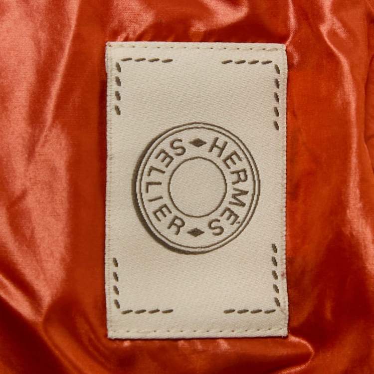 Pre Owned Hermes Orange Nylon Padded Zip-Up Jacket S