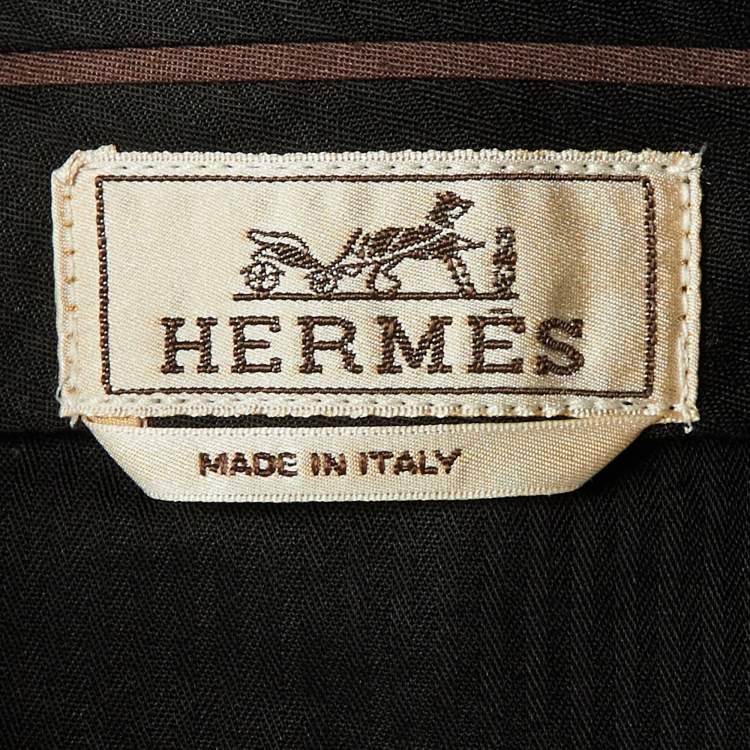 Pre Owned Hermès Black Cotton Straight Leg Pants L