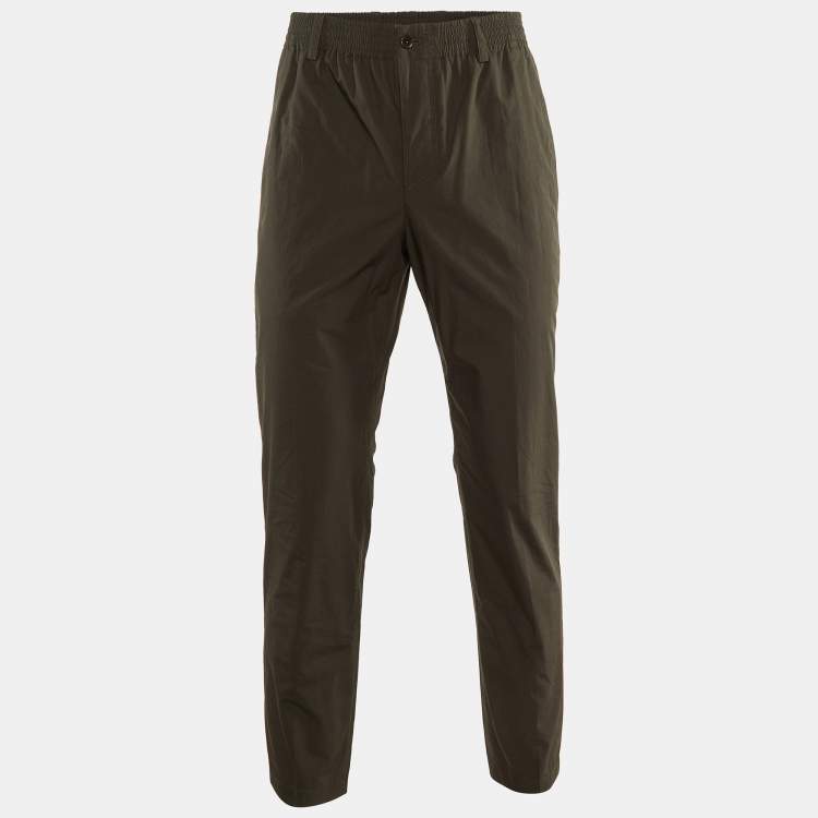 Pre Owned Hermes Black Cotton Drawstring Waist Tapered Pants M