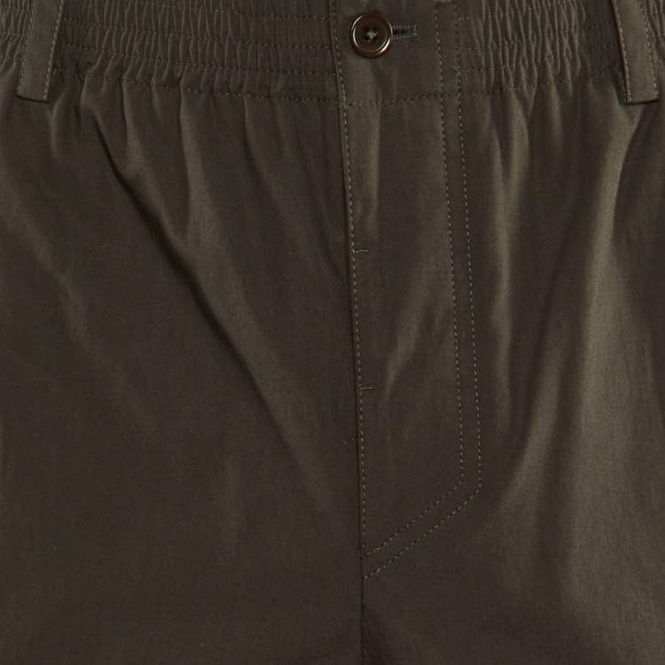 Pre Owned Hermes Black Cotton Drawstring Waist Tapered Pants M