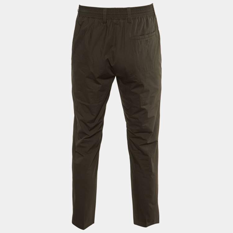 Pre Owned Hermes Black Cotton Drawstring Waist Tapered Pants M