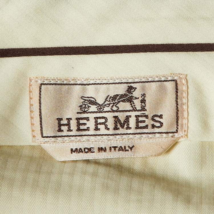 Pre Owned Hermes Brown Cotton Regular Fit Pants L/Waist 36.5"
