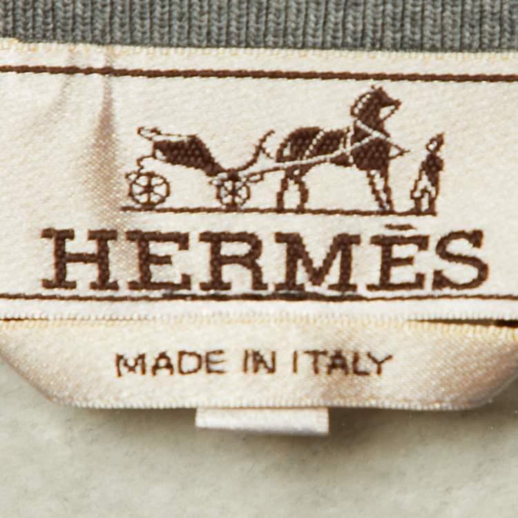 Pre Owned Hermès Grey Cotton Horse Embroidered Sweatshirt S