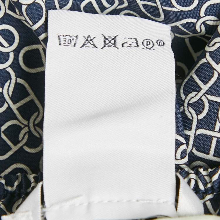 Pre Owned Hermes Blue Chain Print Nylon Swim Shorts L