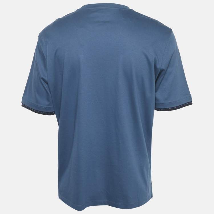 Pre Owned Hermès Blue Jersey Crew Neck T-Shirt M